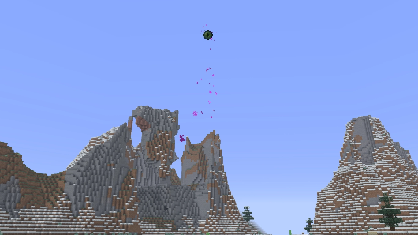 Eye of Ender pointing the way to a Minecraft Stronghold
