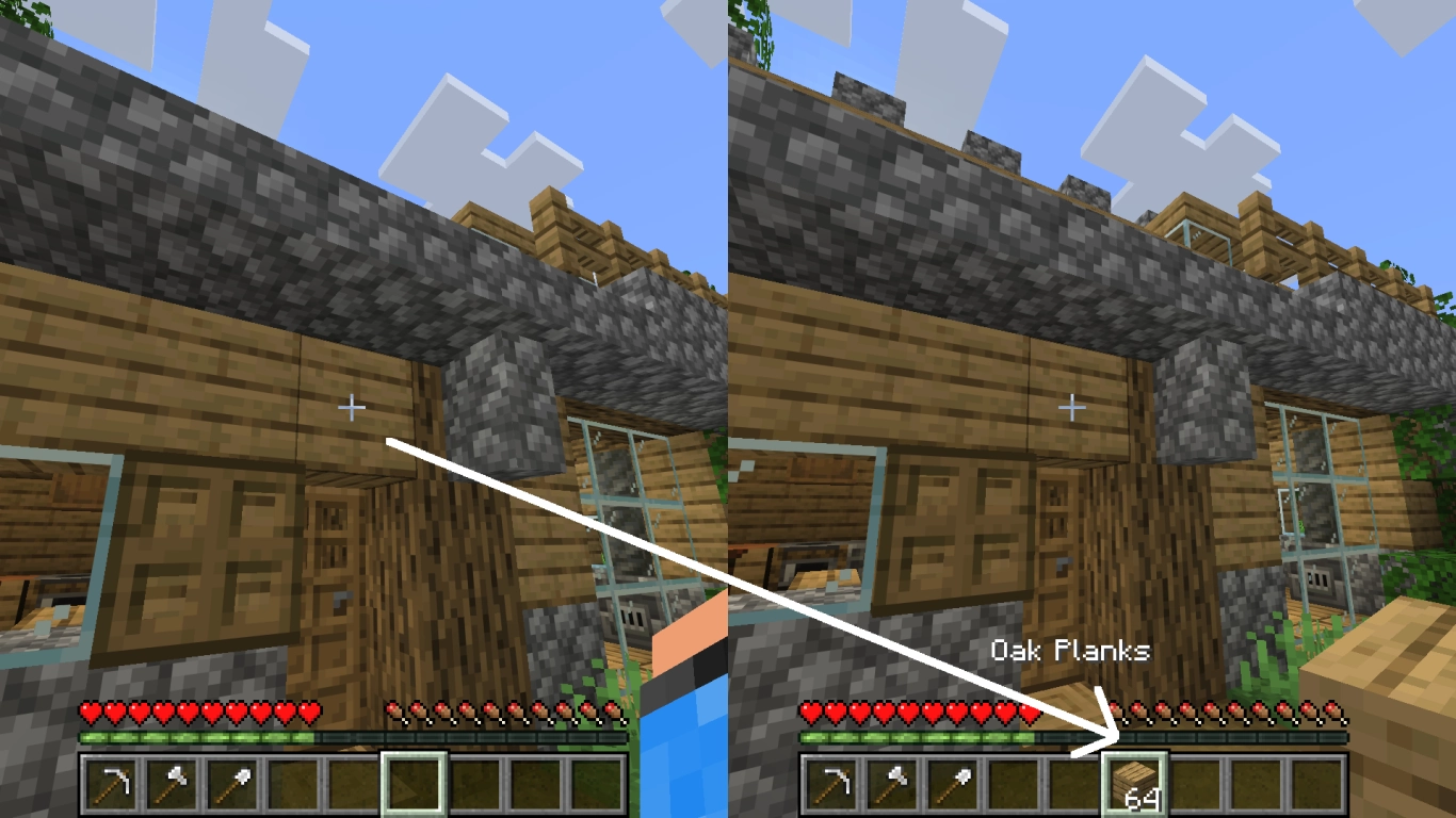 Botón central del ratón Seleccionar bloque en modo Creativo de Minecraft