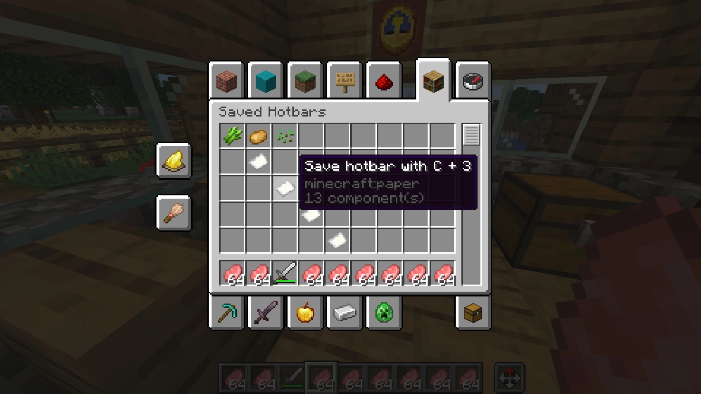 Guardar y cargar la barra rápida en el modo Creativo de Minecraft