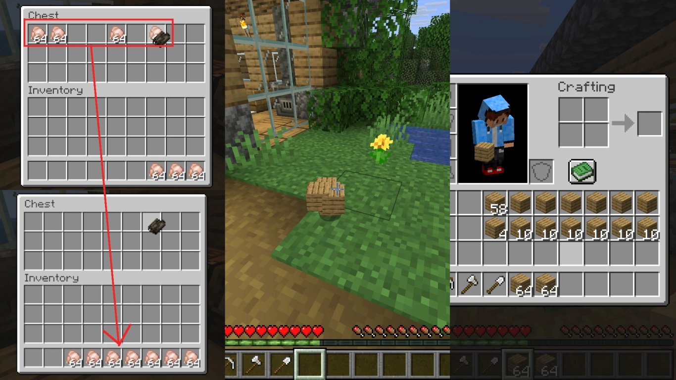 Ordenar, apilar y seleccionar objetos rápidamente en Minecraft