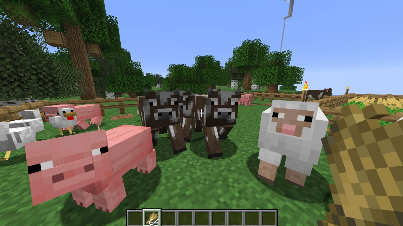 Lure Minecraft animals with food and make them follow you