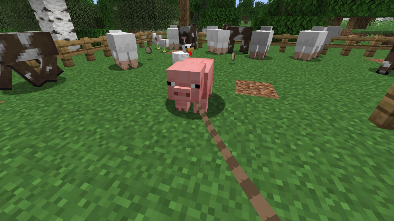Craft leads in Minecraft and pull multiple animals