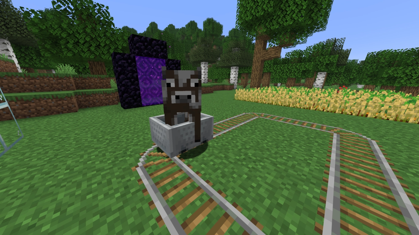 Move Minecraft animals with minecarts and rails
