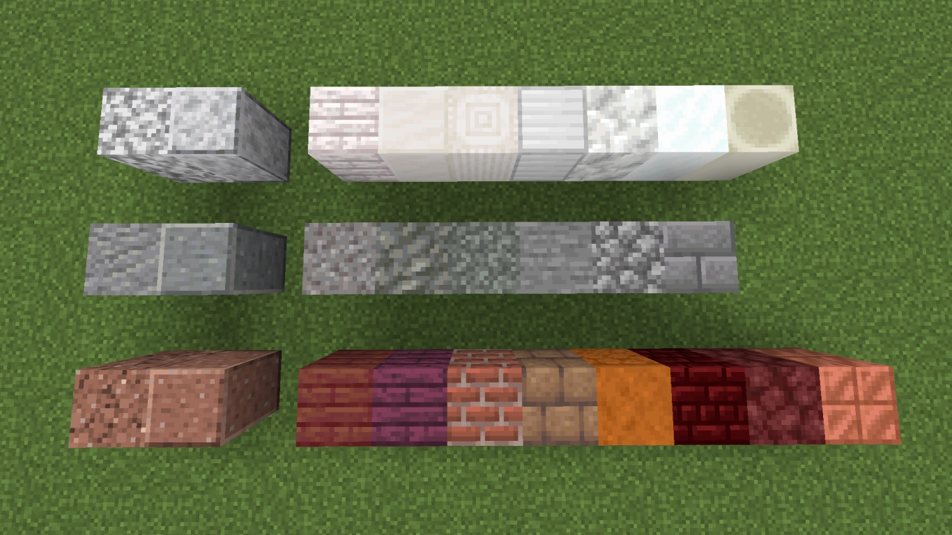 Minecraft Diorite, Andesite, and Granite as versatile building materials