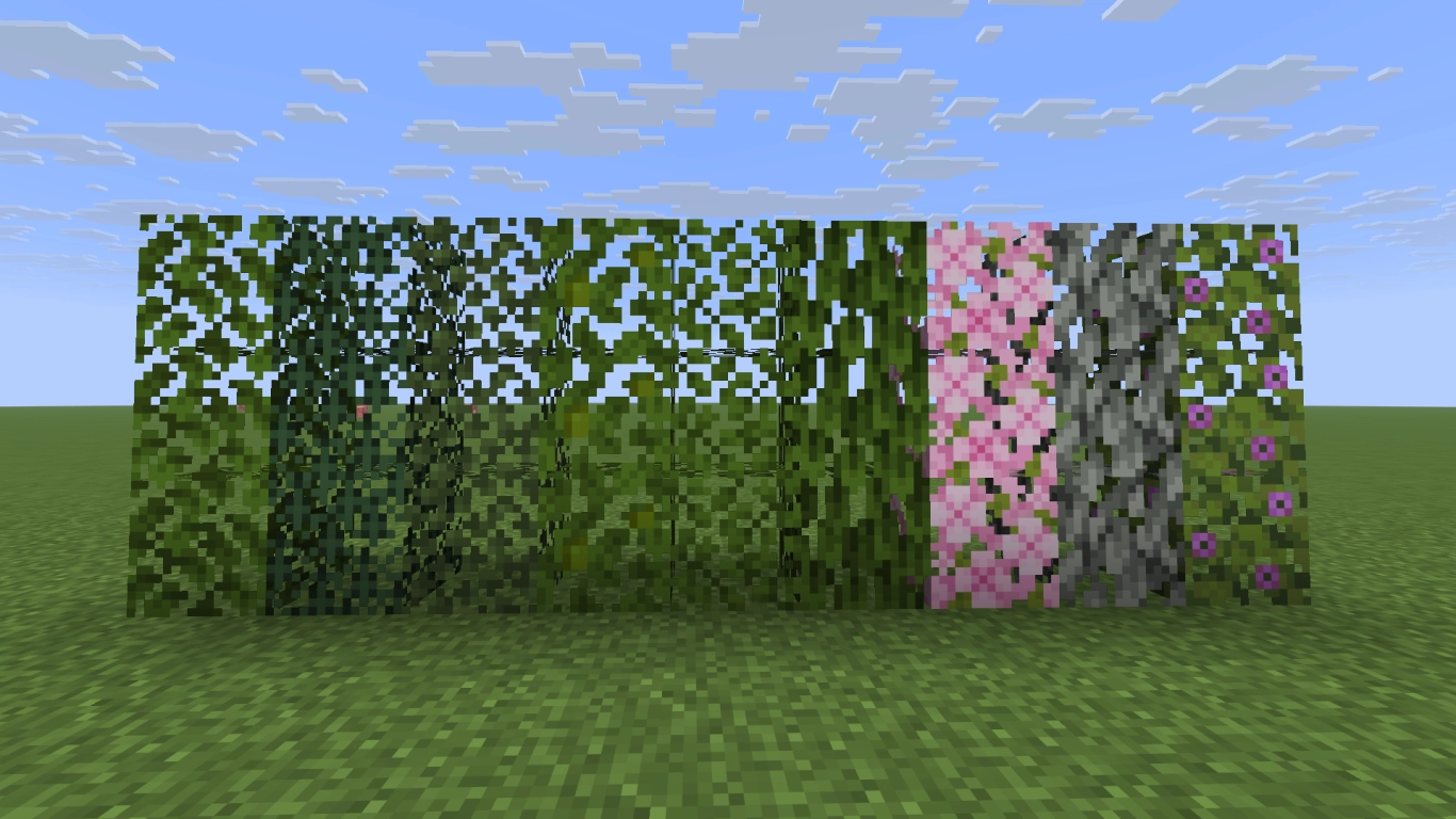 Usar bloques de hojas de Minecraft como setos, arbustos y árboles decorativos