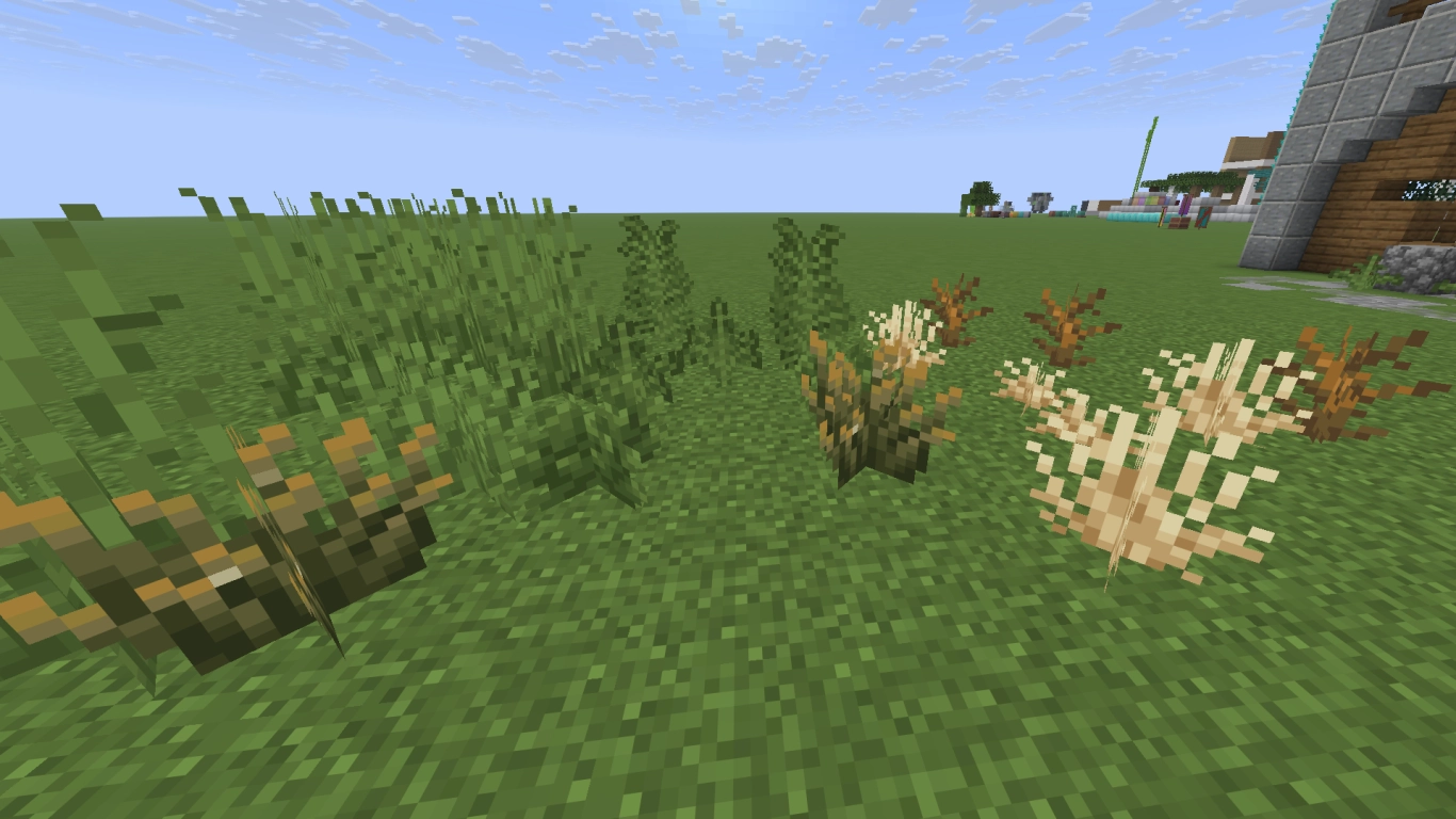 Hierbas, helechos y arbustos de Minecraft para detalles decorativos naturales