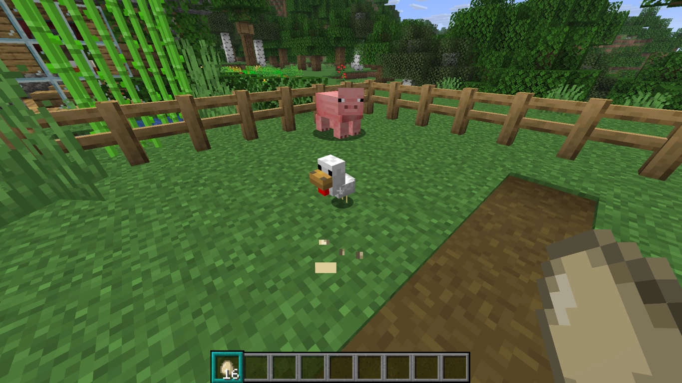 Rare chance in Minecraft: Four chicks from one egg (1 in 256)