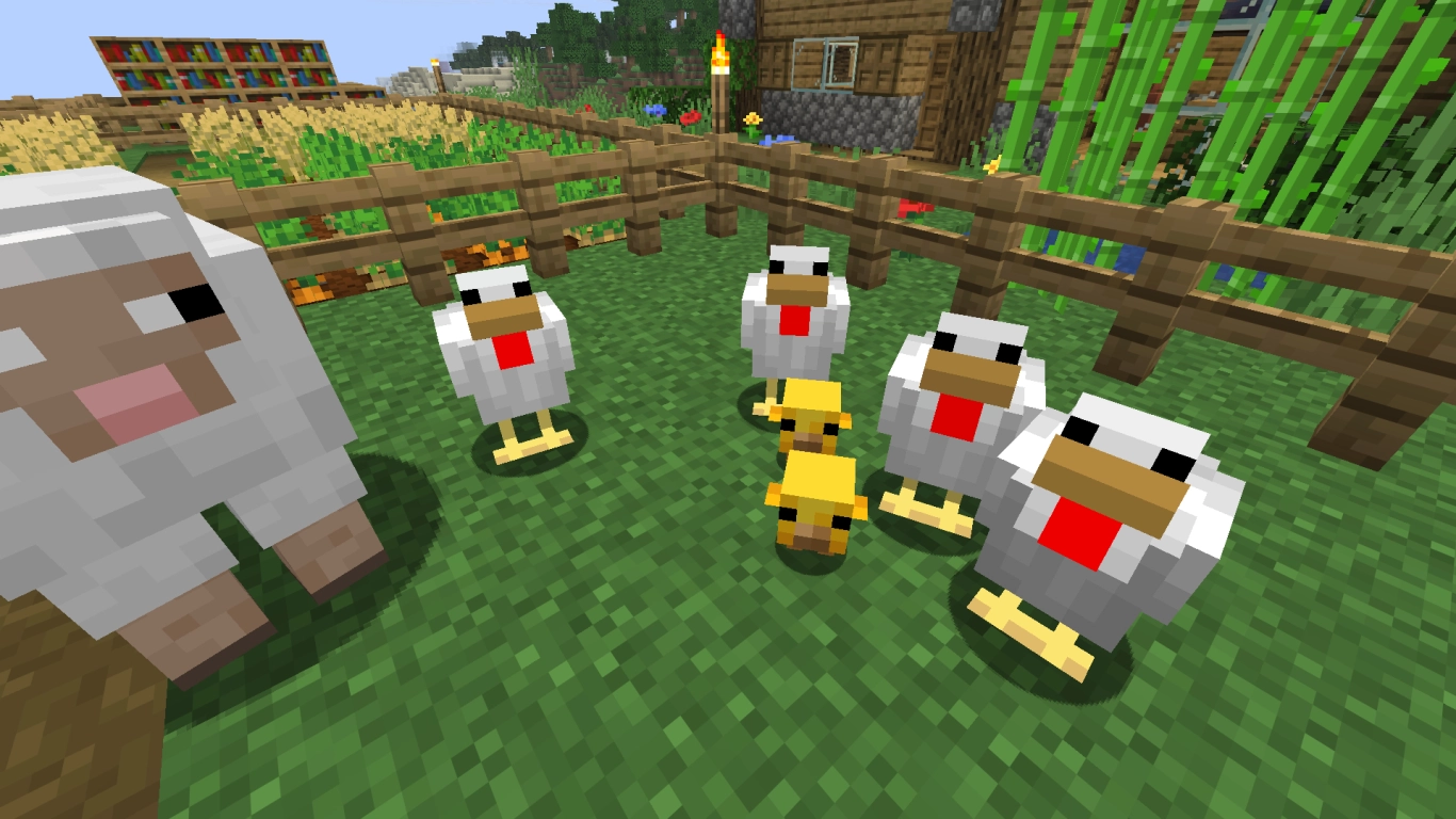 Animal breeding and chicken farms for XP in Minecraft