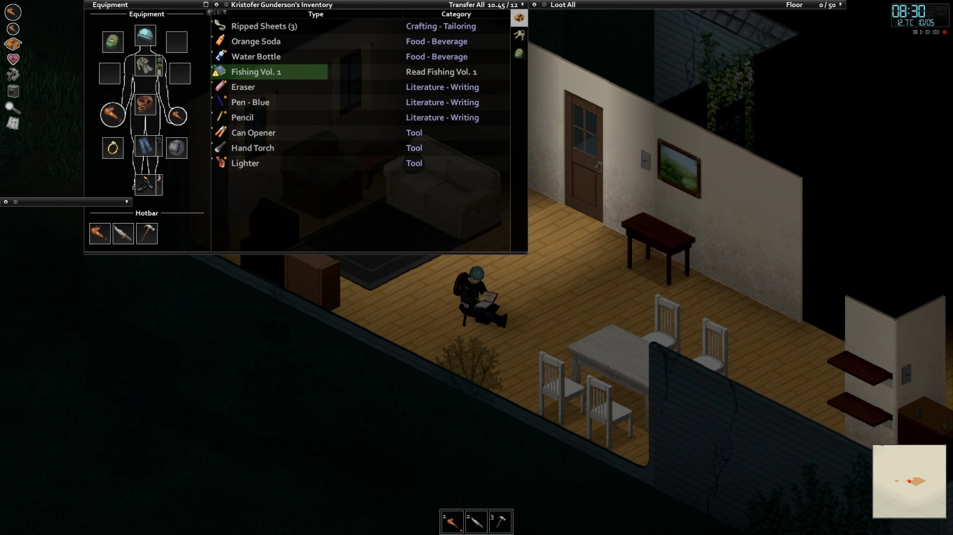 A player character in Project Zomboid with negative traits