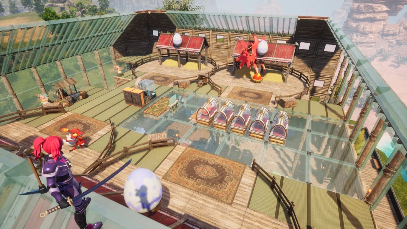 Base de cría de Palworld con incubadoras, nido y condiciones óptimas para Pals raros