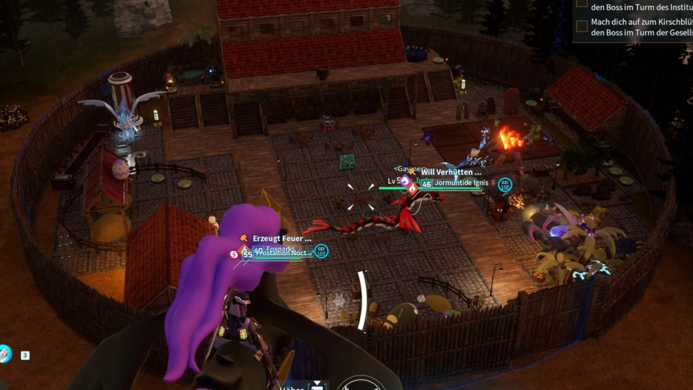 Fending off Palworld raids with walls, turrets, and traps around the base