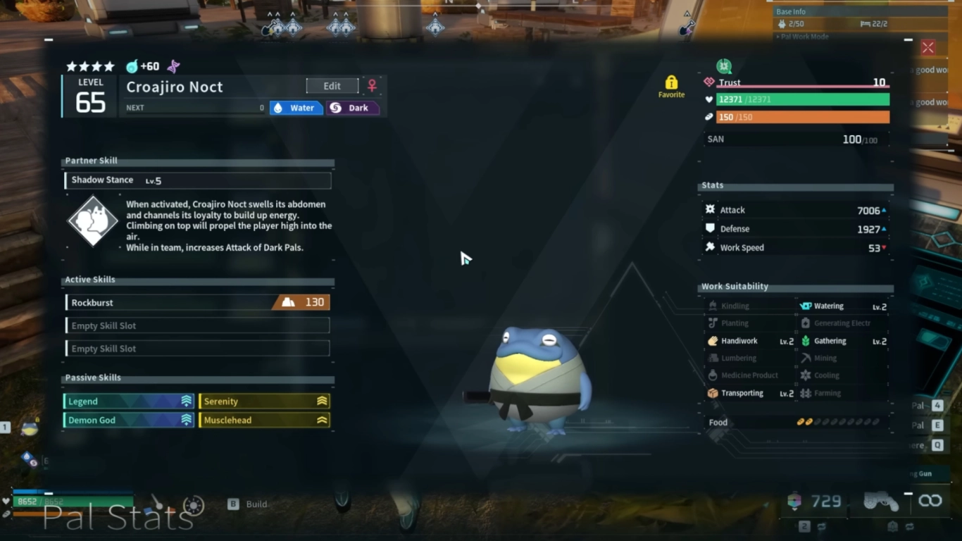 Palworld stats and attributes of your Pals at a glance