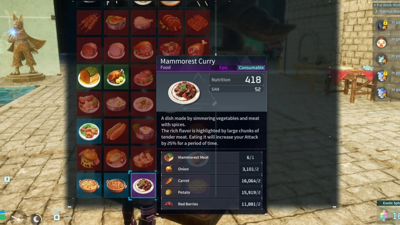 Comida en Palworld: bonificaciones, recetas y EXP extra