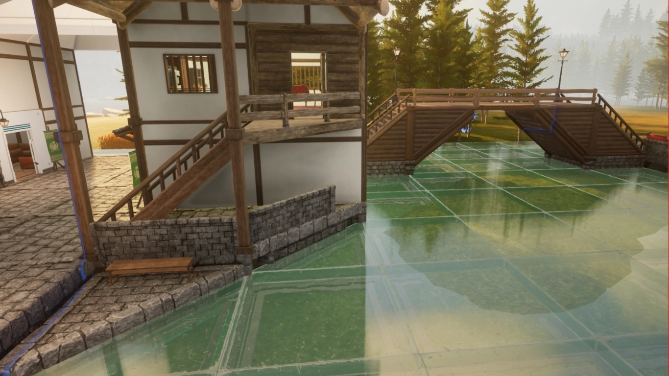 Palworld building with a new system featuring Japanese style, metal, glass, and color options