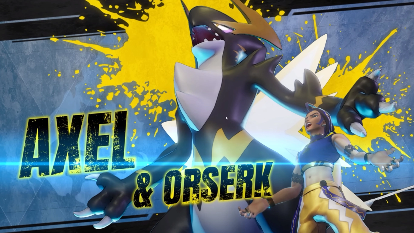 Palworld boss Axel with Orserk at Mount Obsidian; Ice and Ground Pals recommended