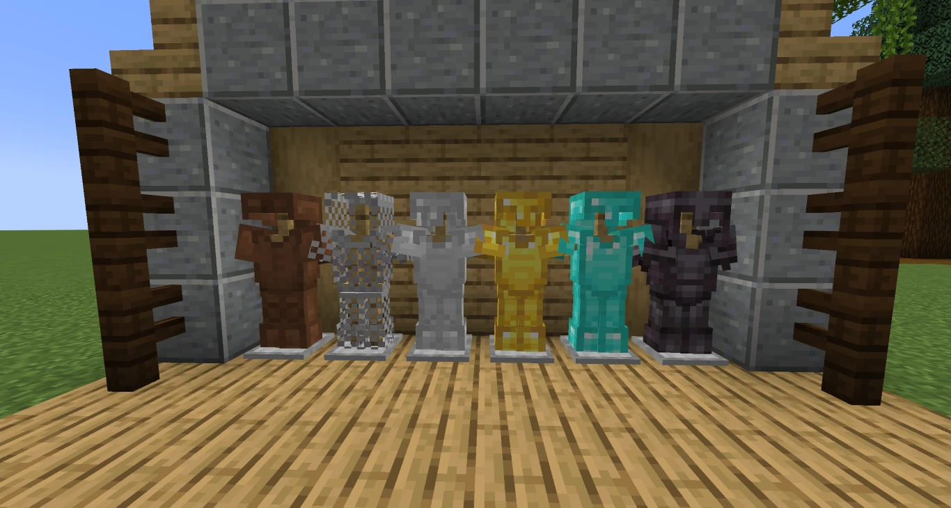 Armaduras, encantamientos y soportes para armaduras en Minecraft 1