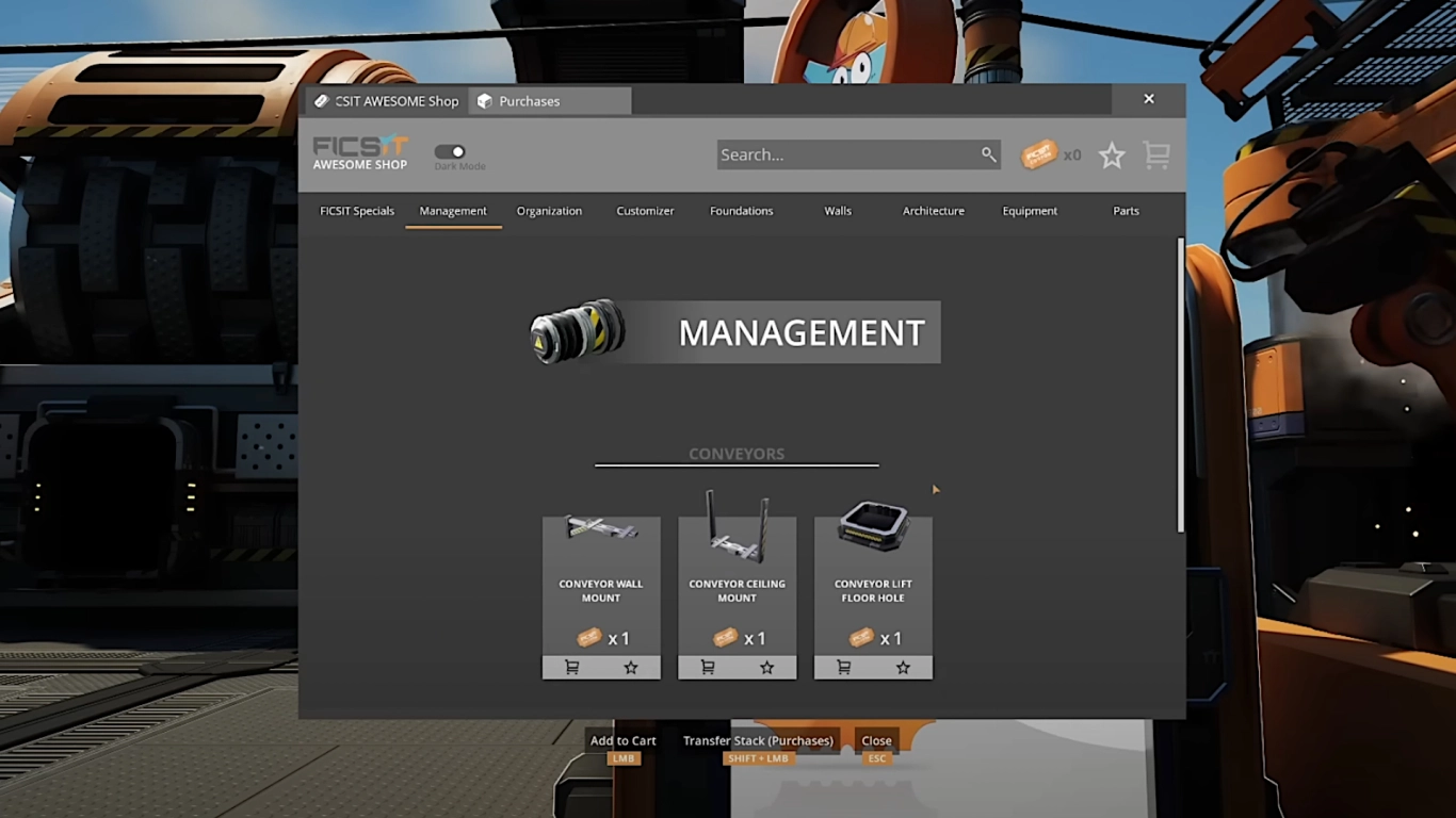 AWESOME Shop en Satisfactory – Categorías y recompensas