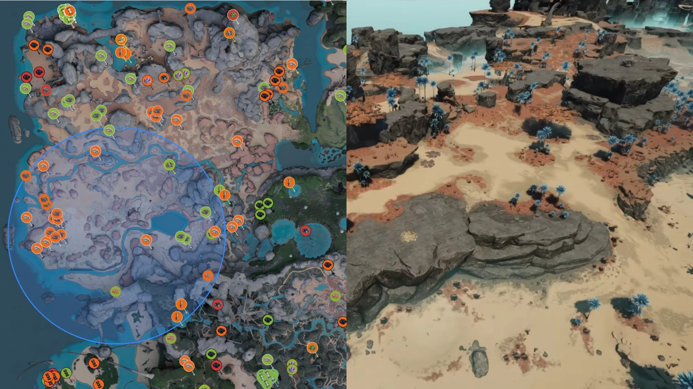 Satisfactory starting area Rocky Desert with abundant build space and pure nodes