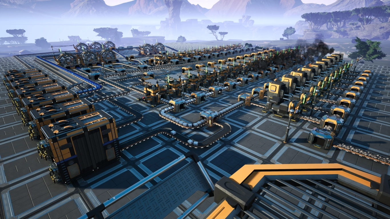 Use foundations for straight, level factories in Satisfactory