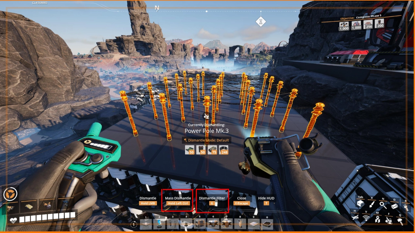 Satisfactory factory dismantling with hotkeys and filters