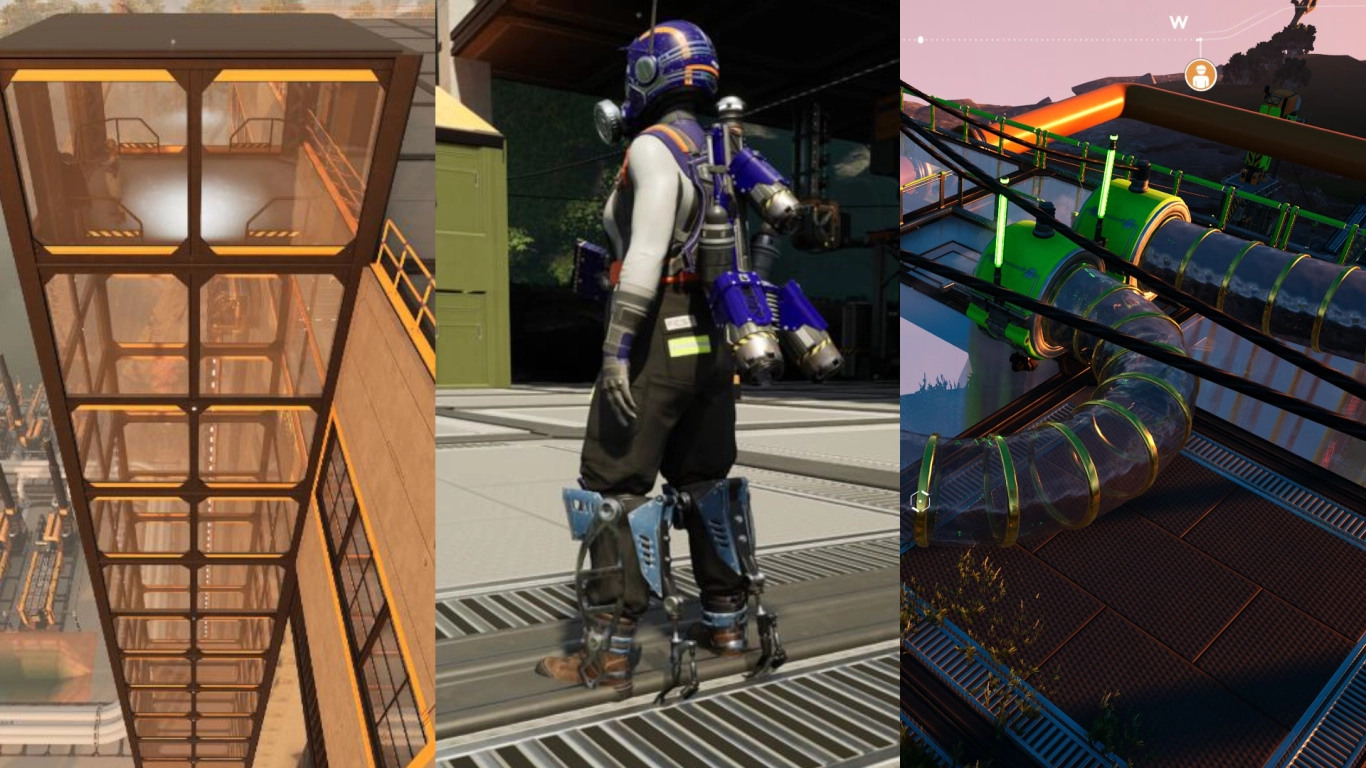 Satisfactory Hypertubes, Jetpack, and gear for fast player movement