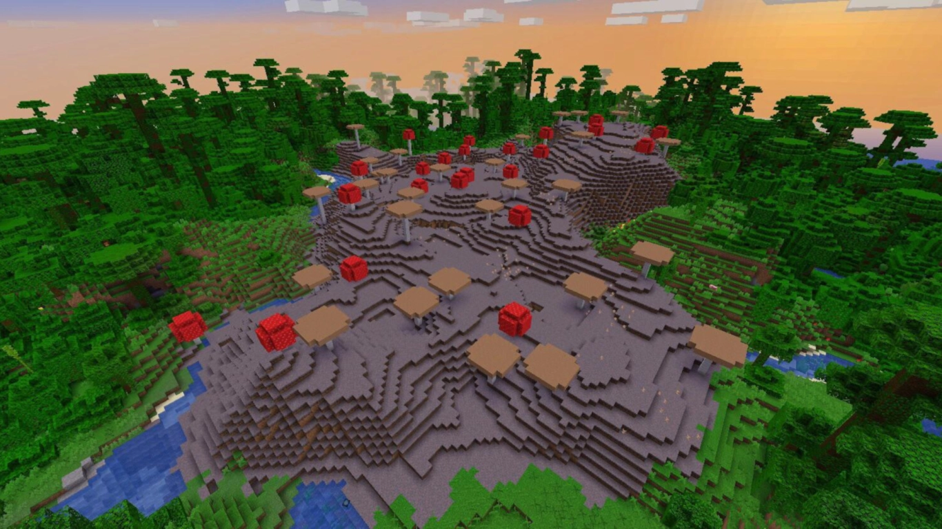 Rare Mushroom Fields on Land in Minecraft