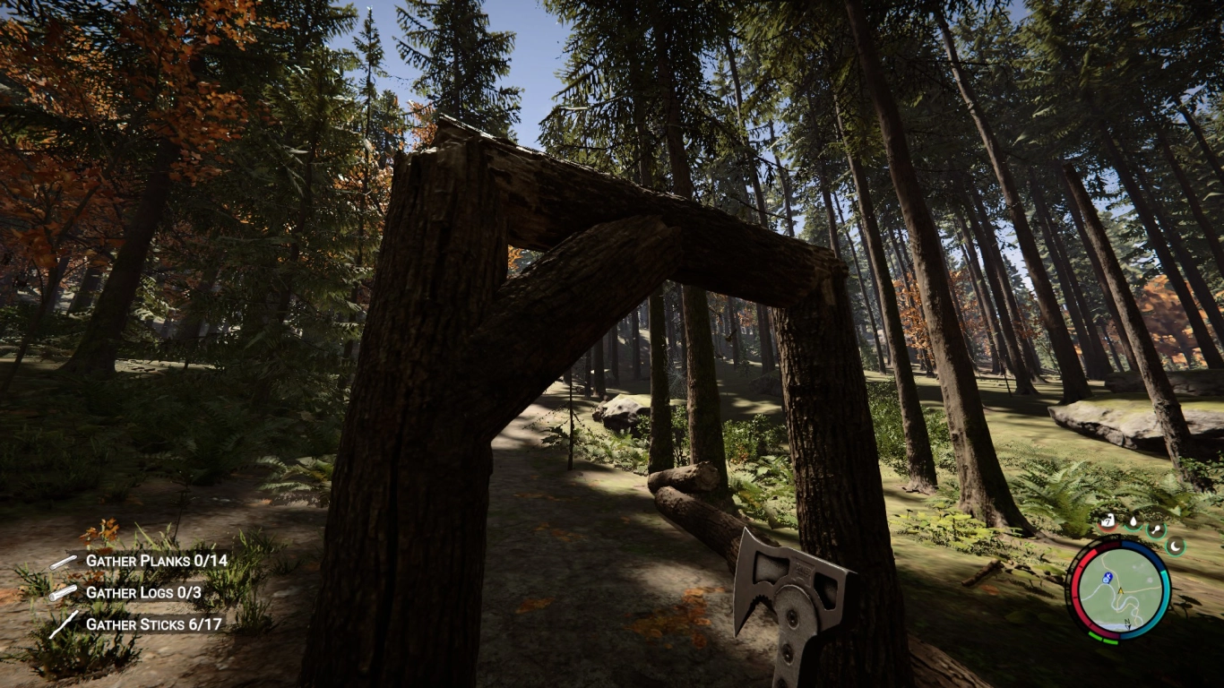 Sons of the Forest base-building: crossbeam trick for more freedom of movement and stability