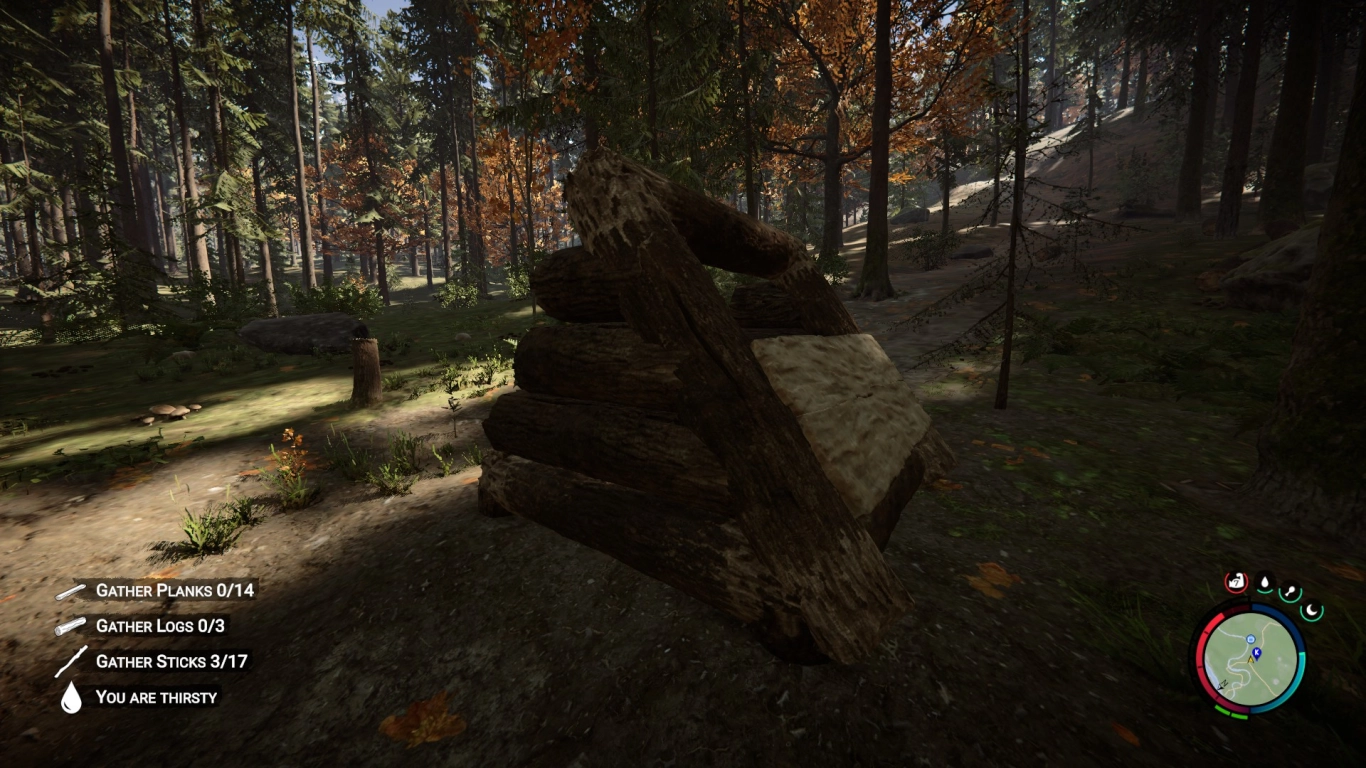 Build slim roofs in Sons of the Forest with half and quarter logs