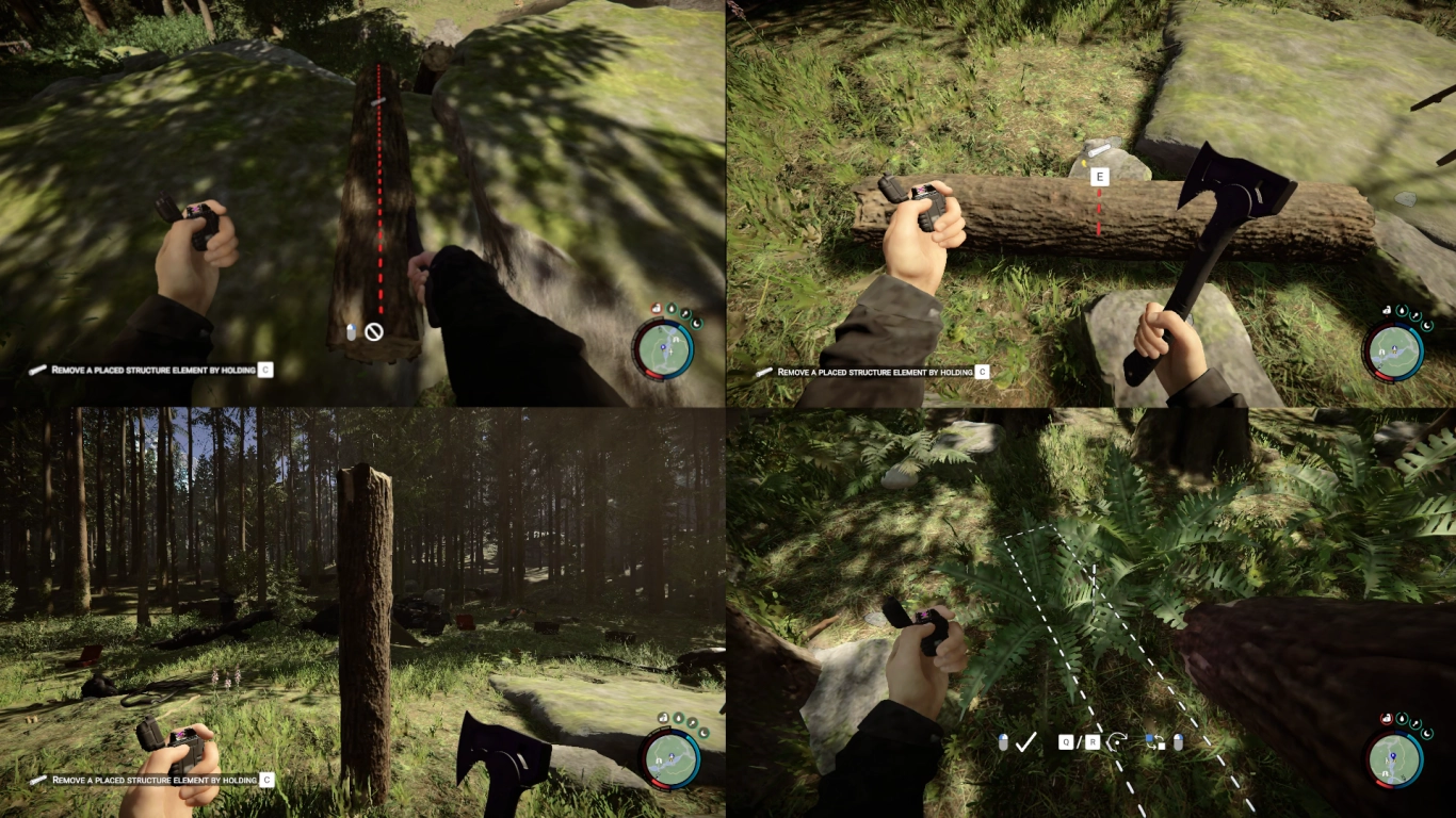 Building with logs: foundation, walls, palisade in Sons of the Forest