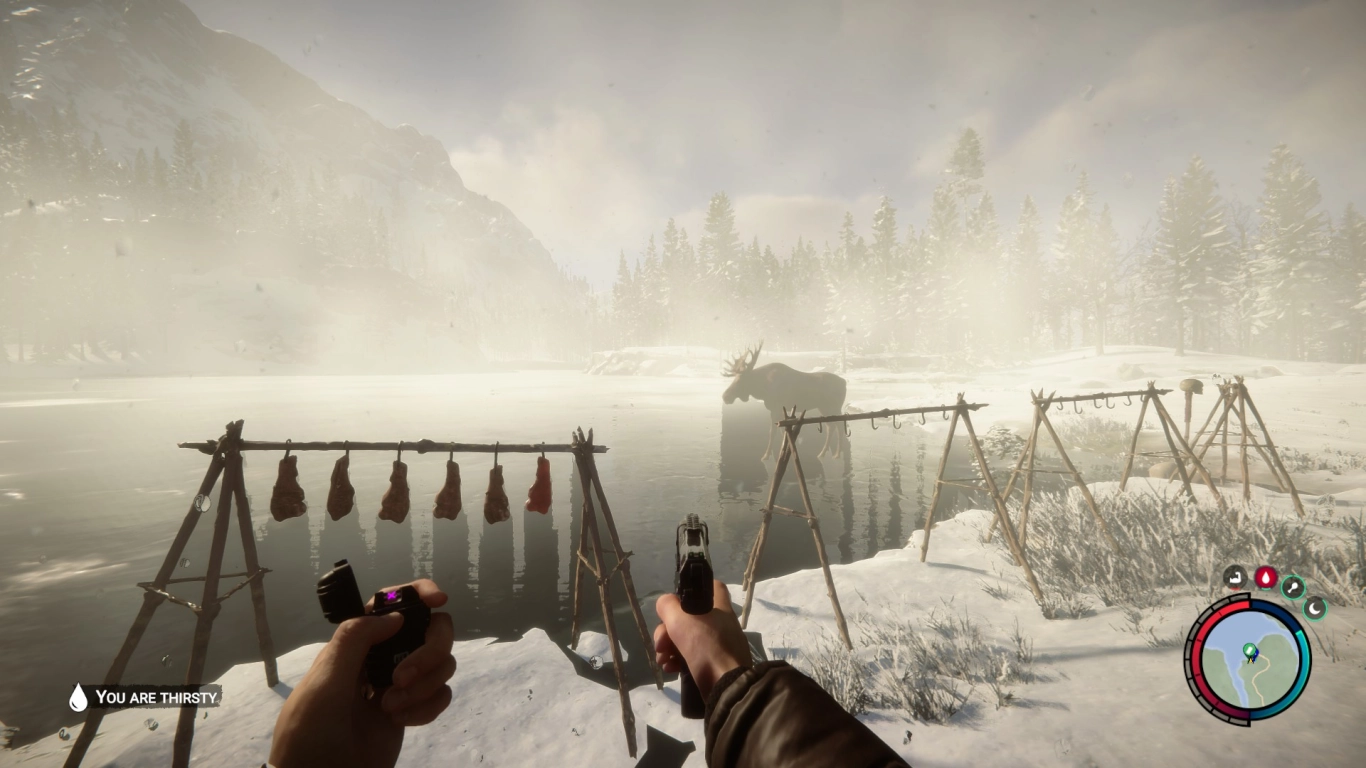 Sons of the Forest: construcción de base en invierno sobre un lago congelado