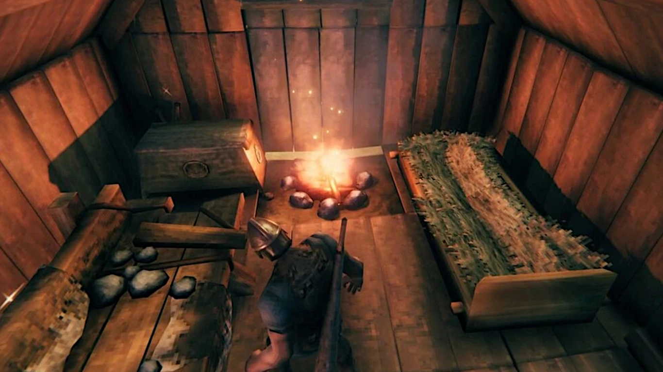 Colocar la mesa de trabajo de Valheim y construir la primera casa en las Praderas