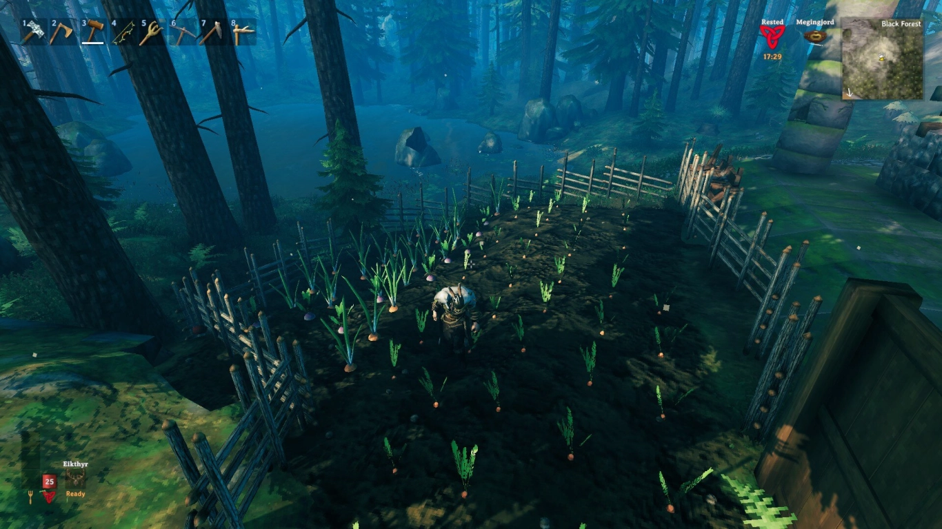 Valheim Cultivator in action: lay out a field and start farming