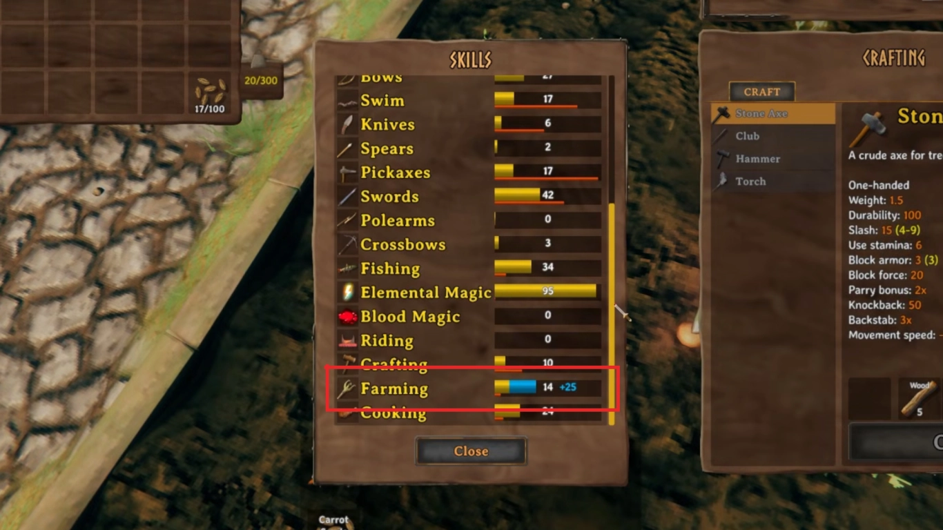 Valheim farming skill: harvesting with a sickle and efficient cultivating