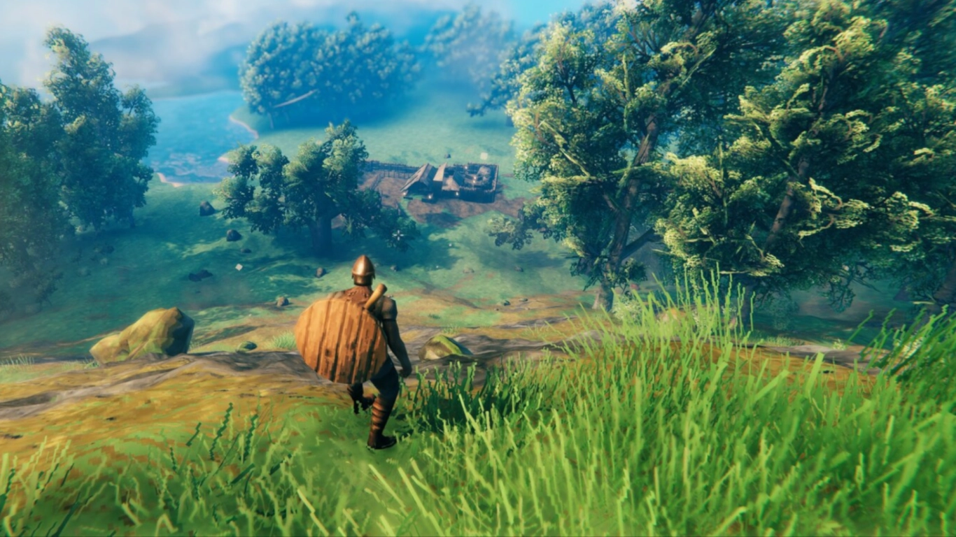 Valheim Meadows biome overview with meadows streams and spawn area