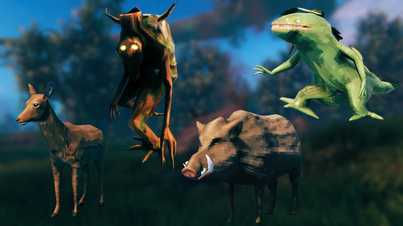 Valheim Meadows animals and monsters in the starting area