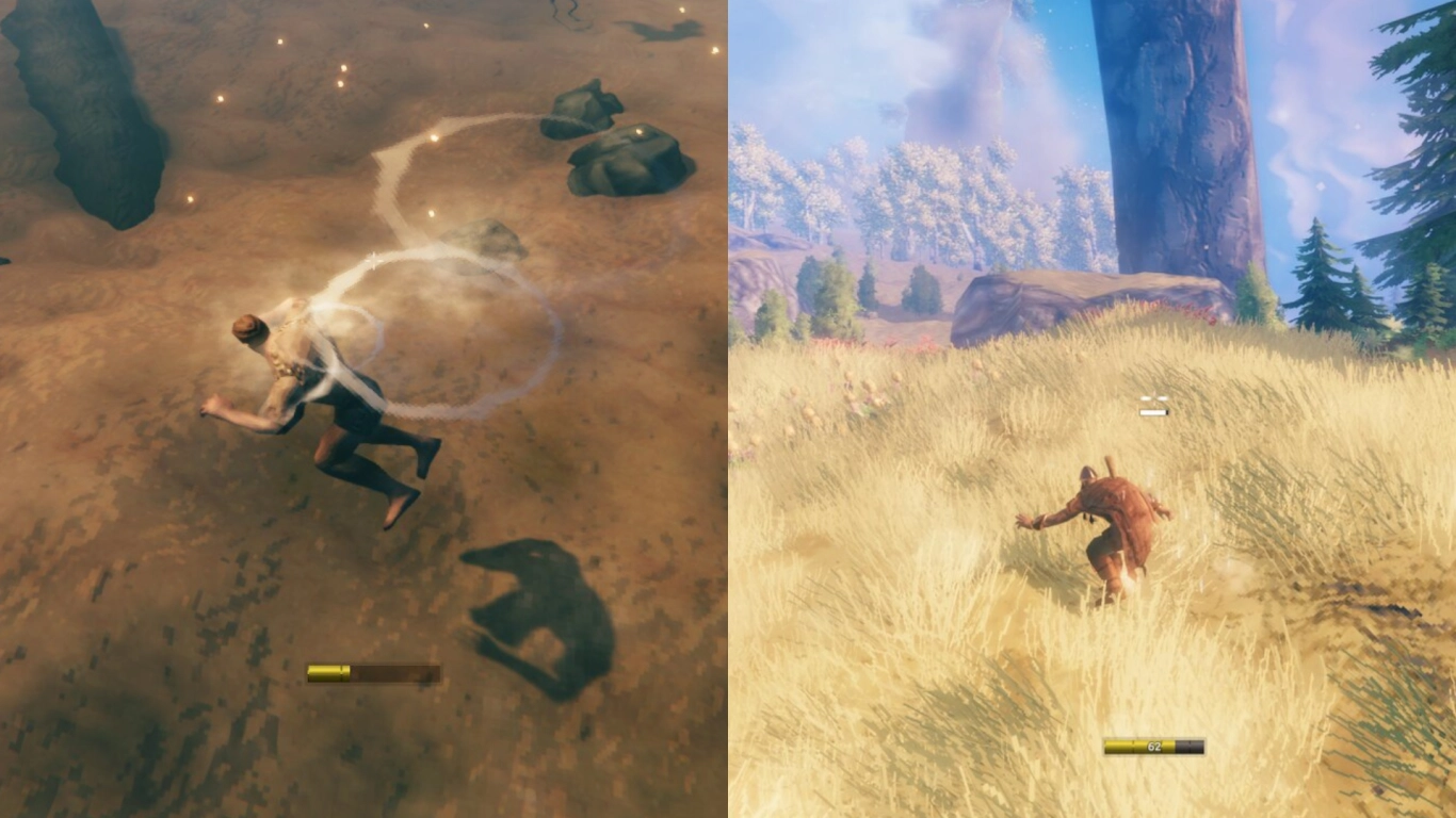 Valheim movement skills Running Jumping Sneaking and Swimming